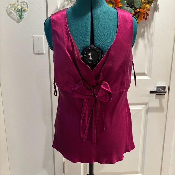 Luisa Spagnoli berry burgundy red blouse pure silk size 48 (16) - Picture 2 of 3